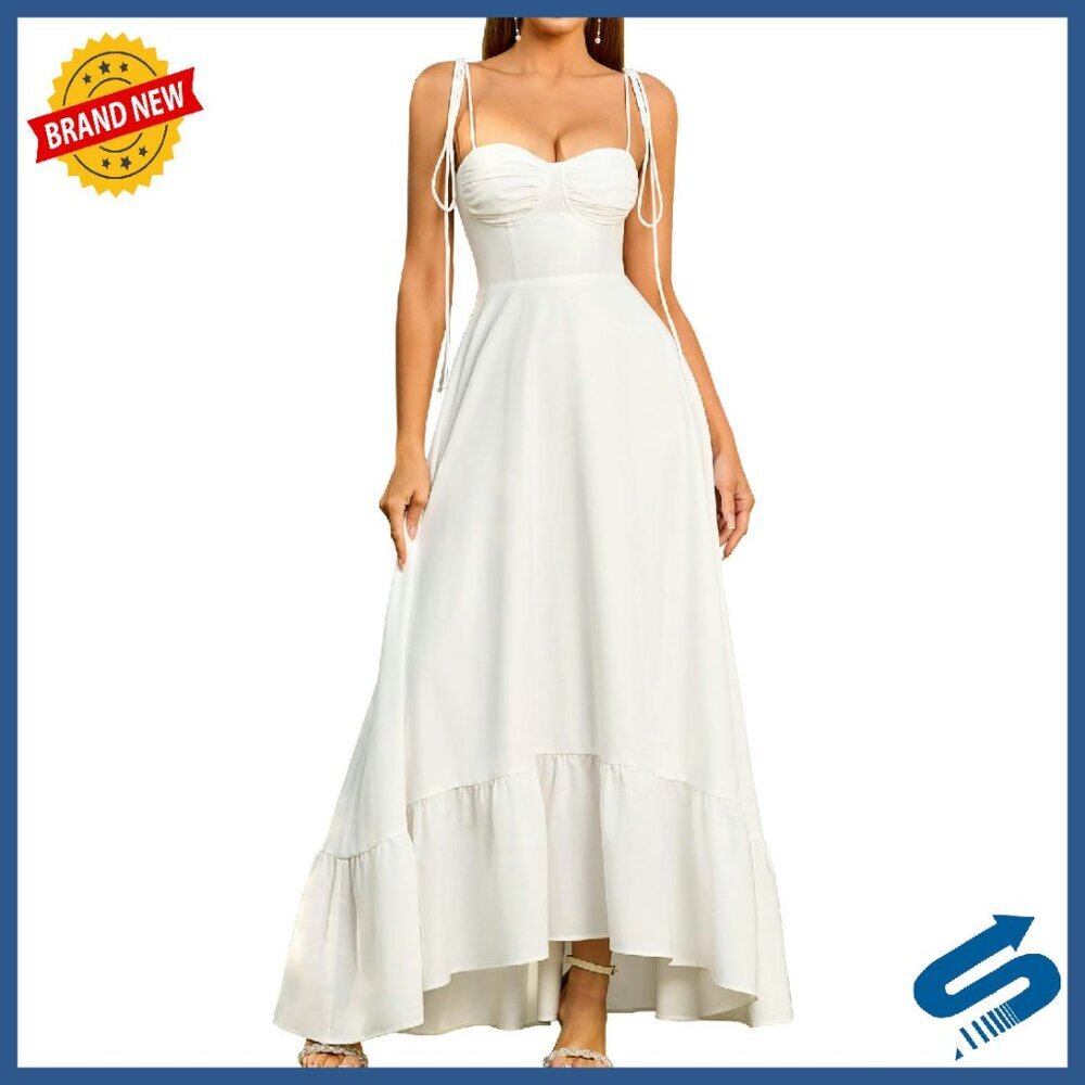 Spaghetti Strap Maxi Dress Smocked Back A-Line Flowy Summer Wedding Guest